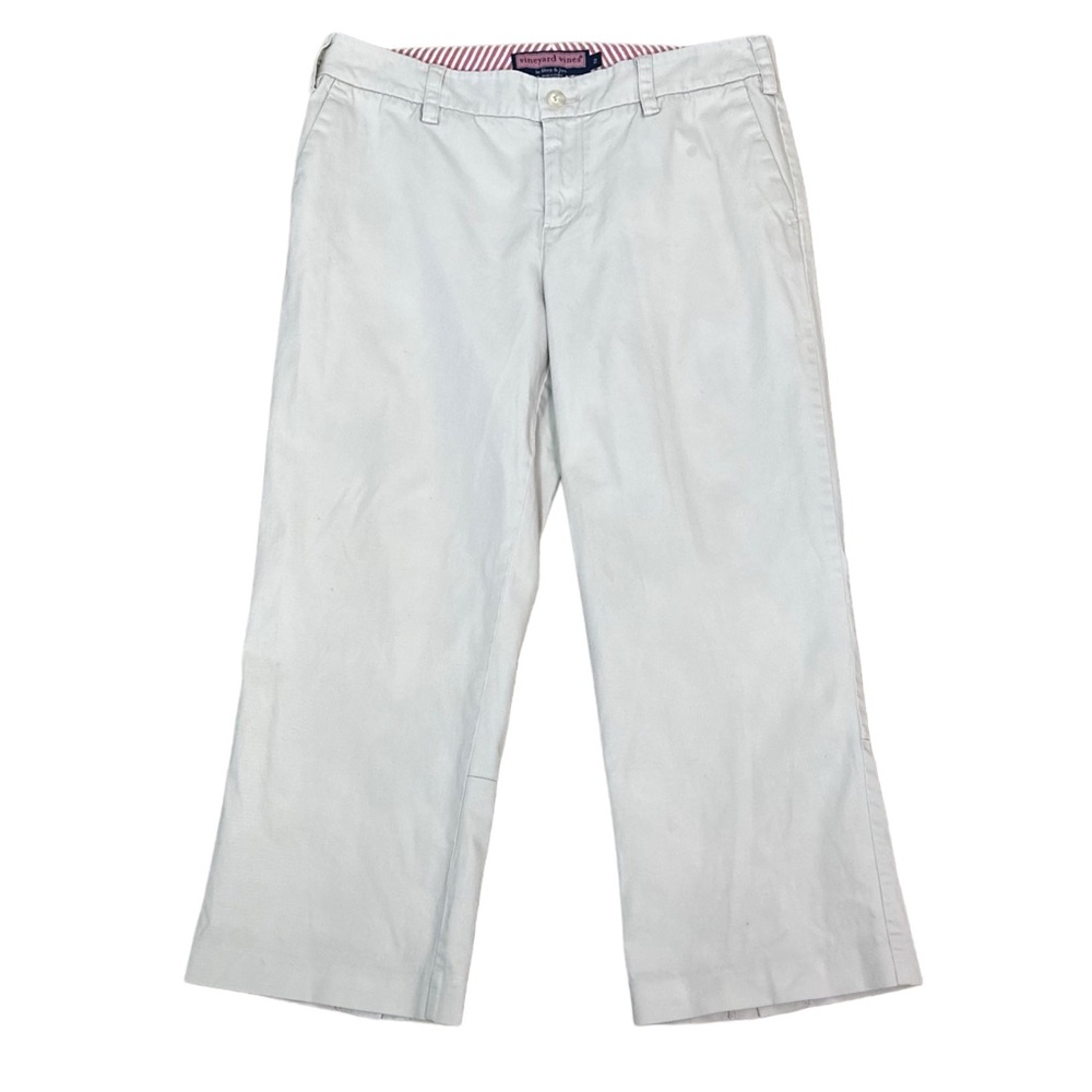 Vineyard Vines Daybreak Cropped Wide Leg Split leg Chino Pants Khaki Womens 2